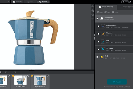 Orbitvu Station publishing workflow screen