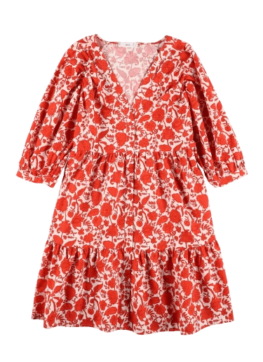Red floral dress as an example of flat lay photography