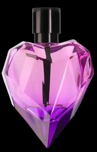 Purple perfume bottle as an example of 360 product photography