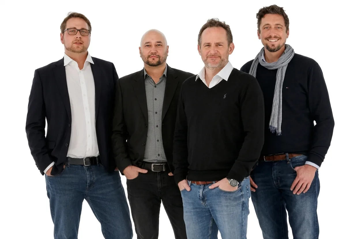 Group Portrait of Six Business Professionals in Smart Casual Attire
