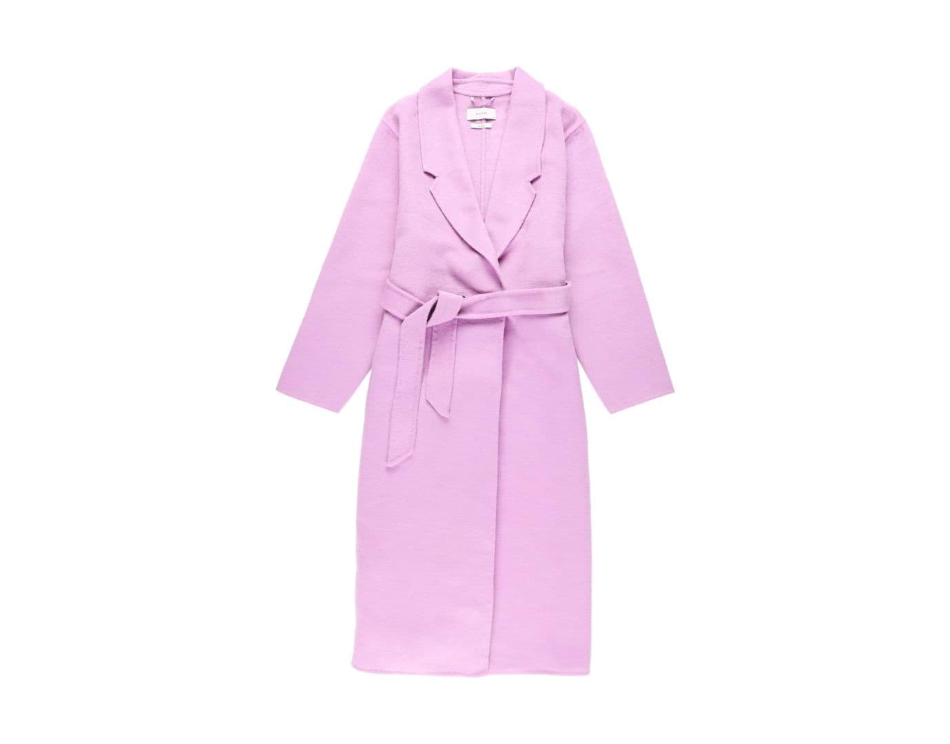 Women's lavender belted wrap coat