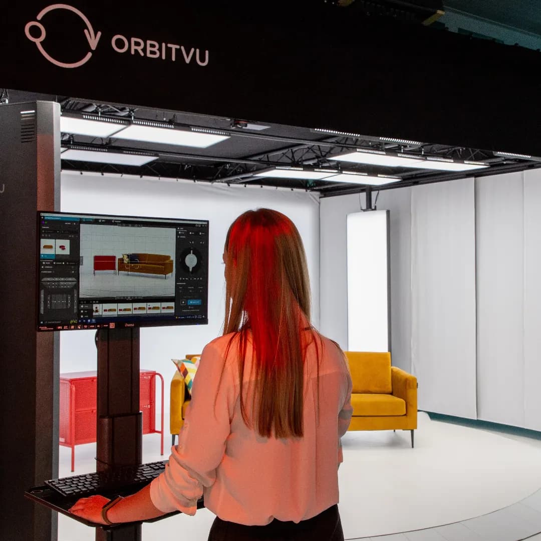 Orbitvu furniture photography studio workflow with operator