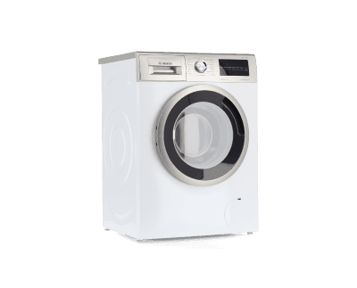 Washing machine front load white silver