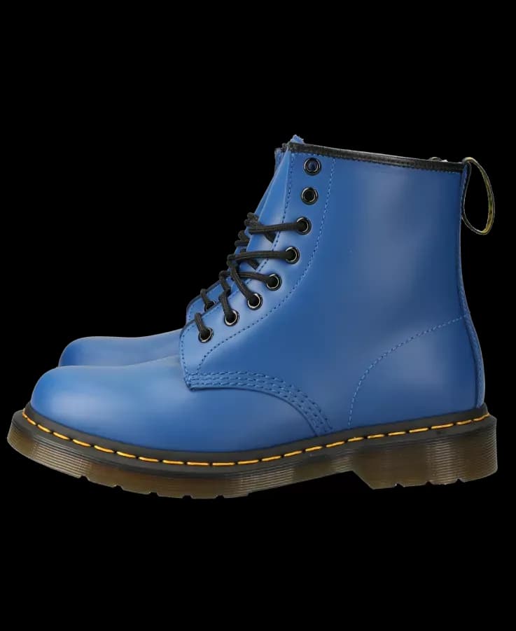 Bright blue leather lace-up boots