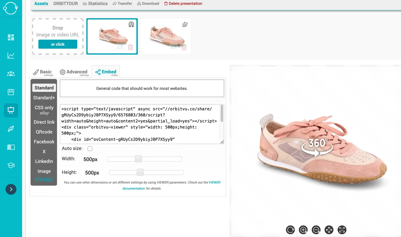 360 Product View Presentation Settings