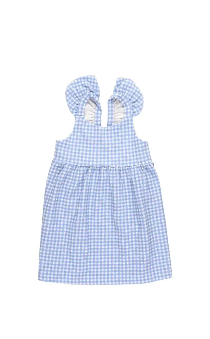 Blue dress flat lay packshot
