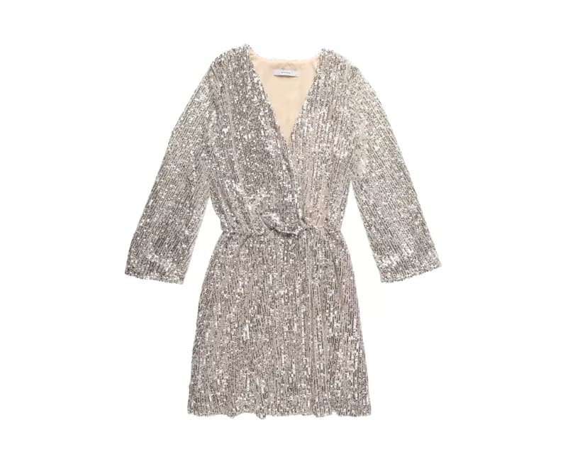 Silver sequin dress flat lay packshot