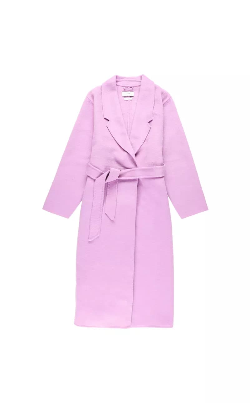 Violet coat flat lay packshot