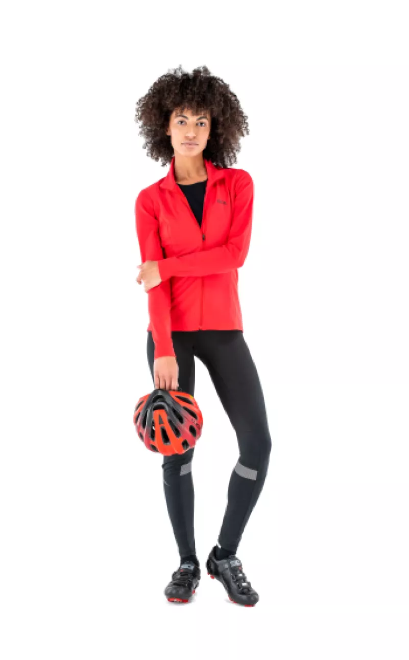 Woman in cycling gear packshot