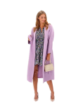 Woman Modeling Lavender Long Wool Blend Coat