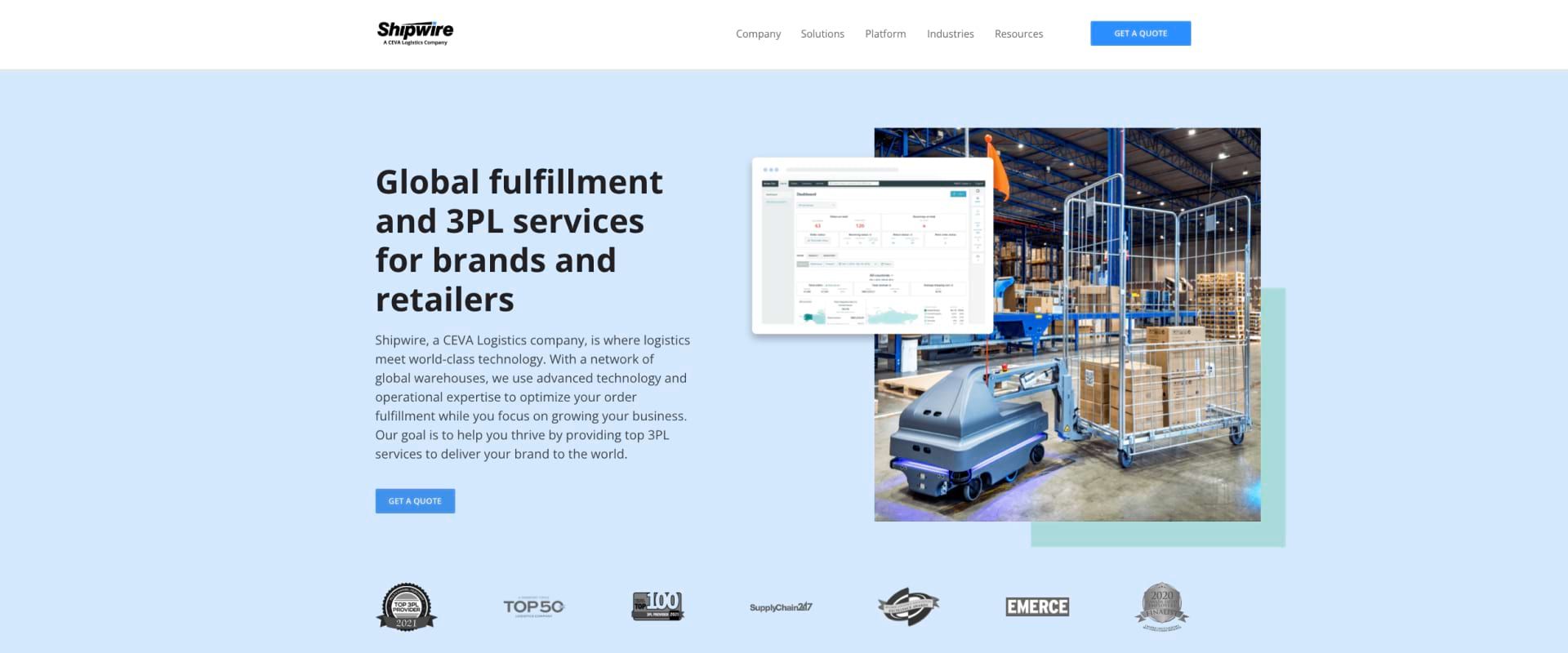 Screenshot of Shipwire website, main page Screenshot of Shipwire website, main page
