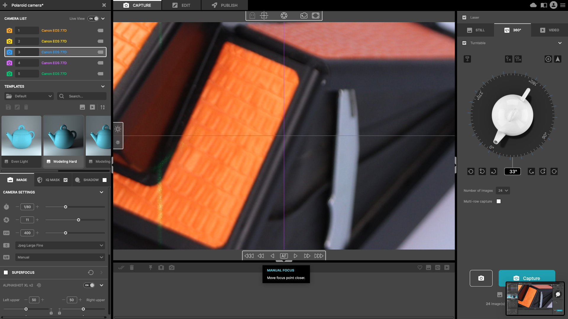 A screenshot from Orbitvu Station during lens focusing A screenshot from Orbitvu Station during lens focusing