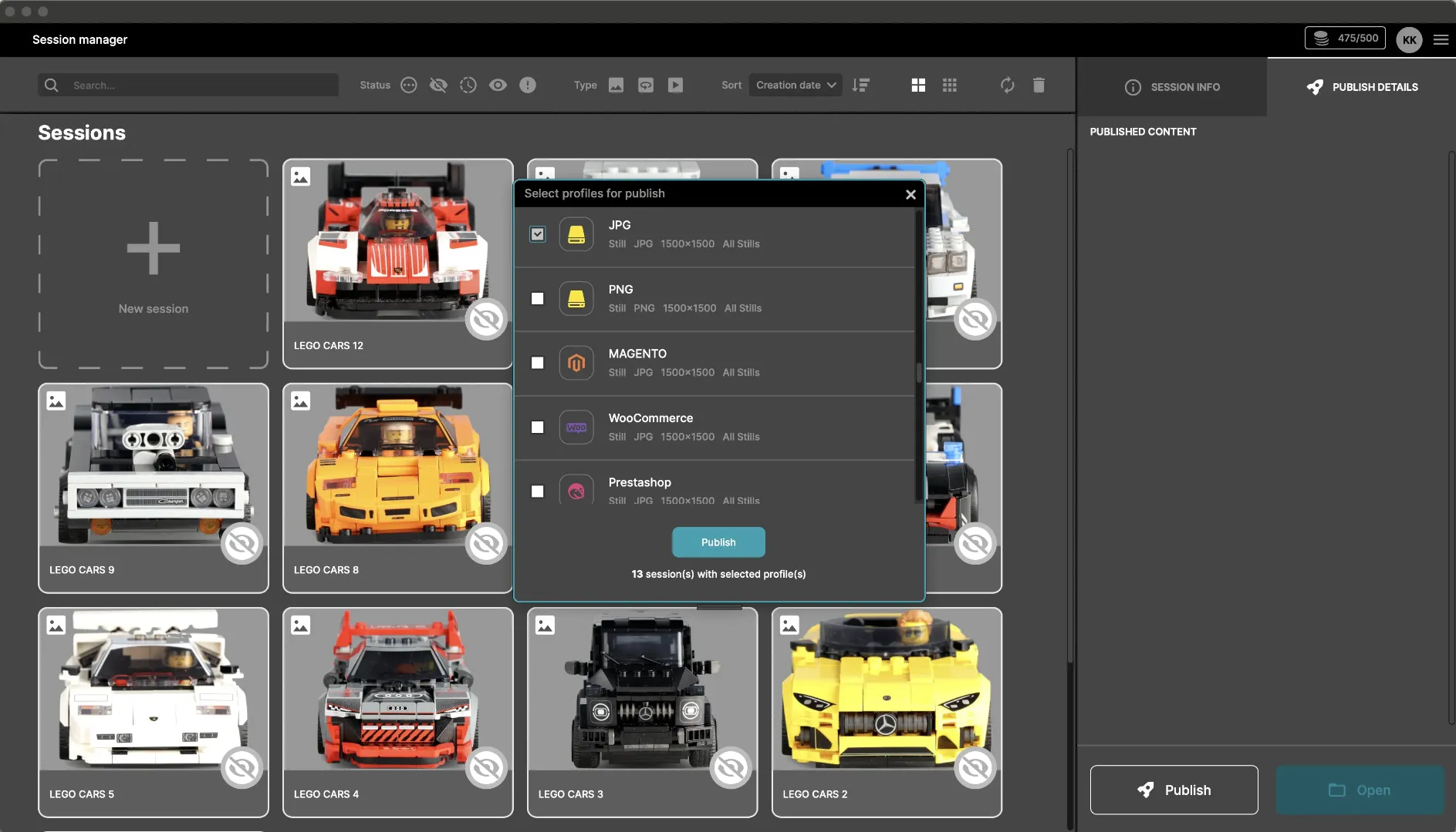 Session Manager and Publish Profile Selection