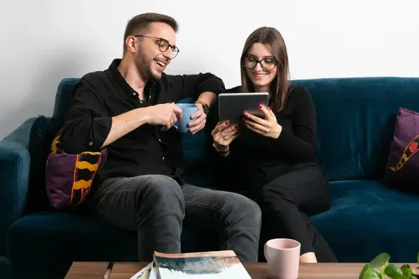 Casual Team Meeting on Office Sofa