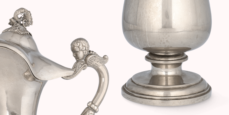 close ups of metallic art piece