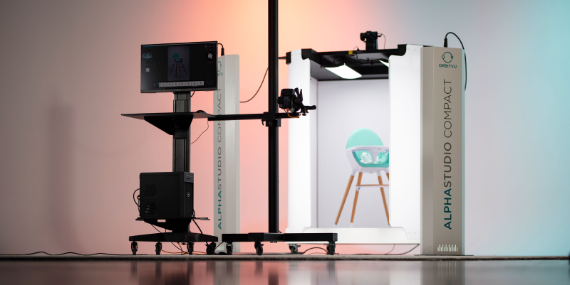 Remember, returns are your gate to customer loyalty A baby feeding chair shot in Orbitvu's Alphashot Compact