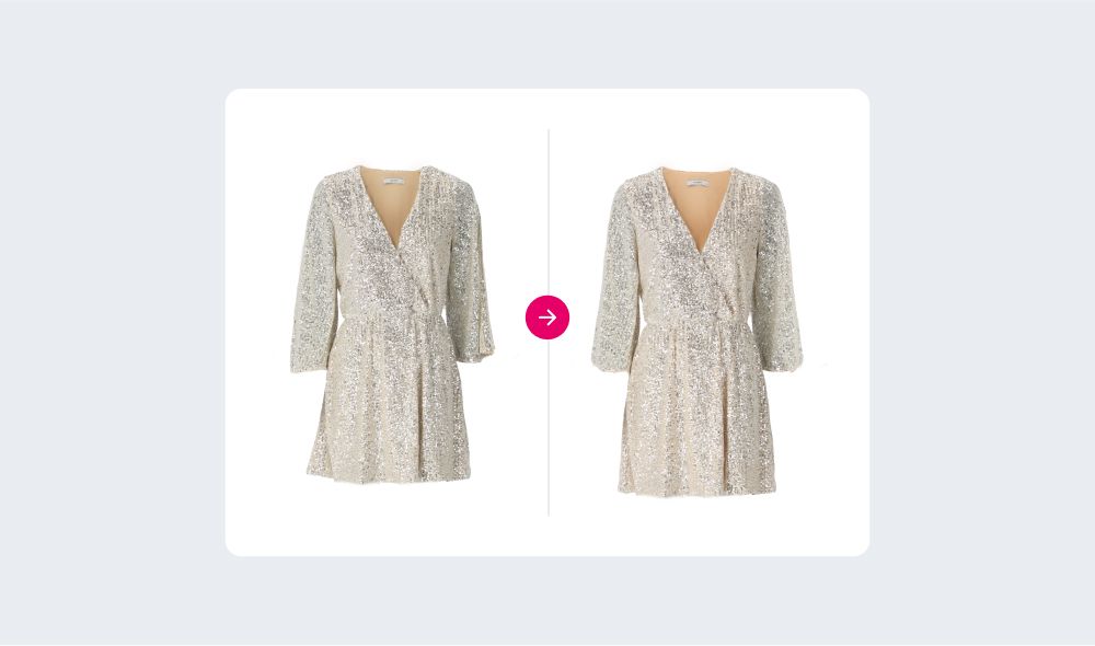 An example of garment before/after its shape refinement.