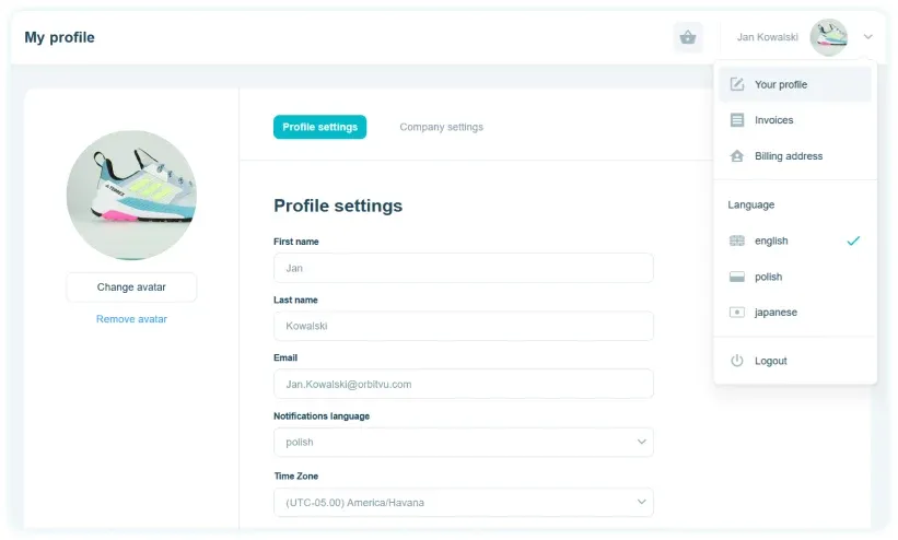 Orbitvu SUN - profile settings Orbitvu SUN - profile settings