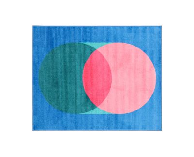 Abstract Geometric Rug Blue Pink Green Circles