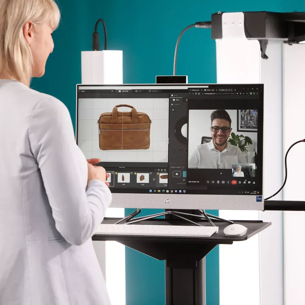 Woman Reviewing Product Photo on Monitor