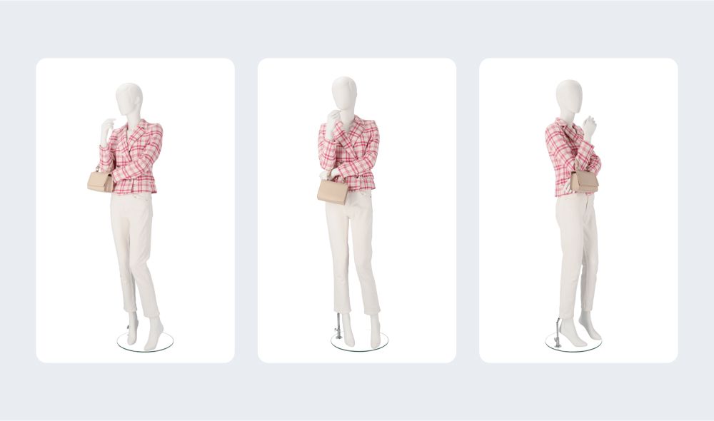 Product on a mannequin viewed from all suggested angles.