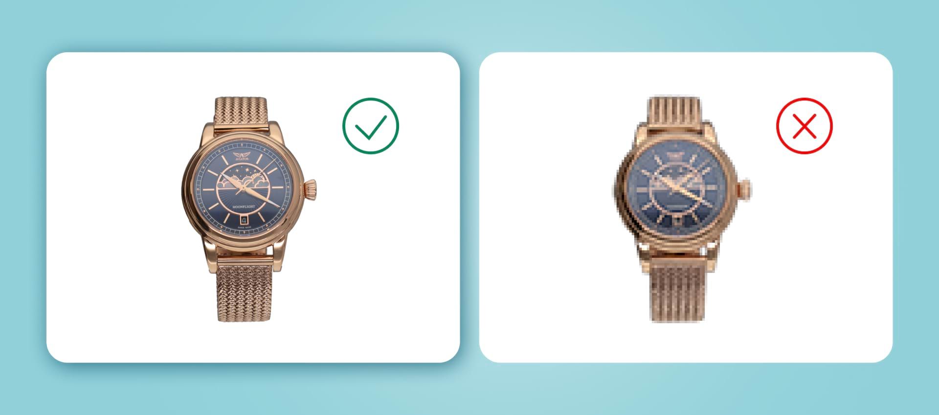 low vs high product photography resolution