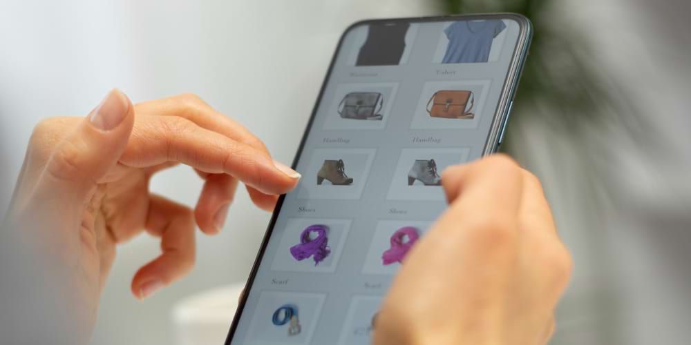 An illustration of an e-commerce store on a mobile device.