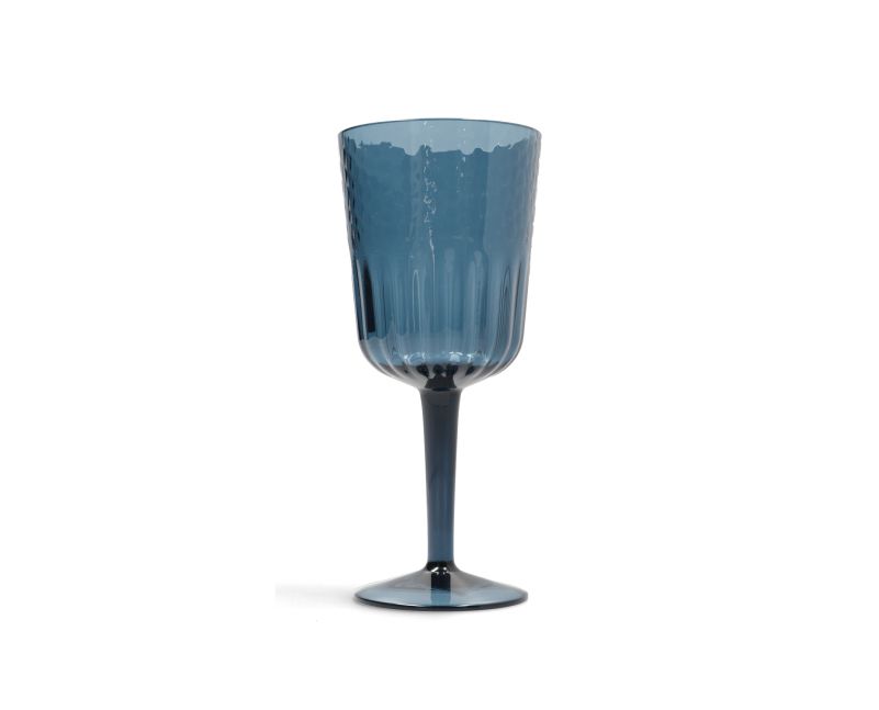 Blue Textured Wine Glass