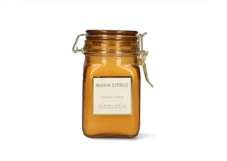 Warm Citrus Scented Candle in Amber Glass Jar