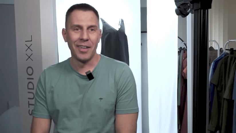 Smiling Man in Mint T-shirt