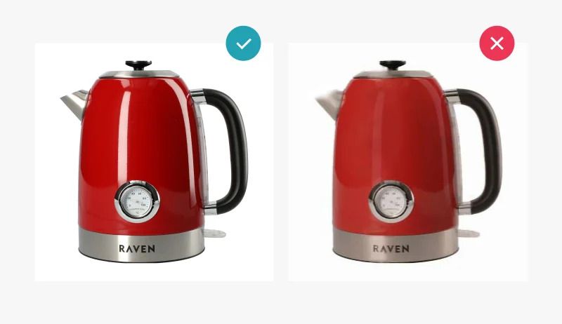 good and bad example visibility of the product - red kettle good and bad example visibility of the product - red kettle