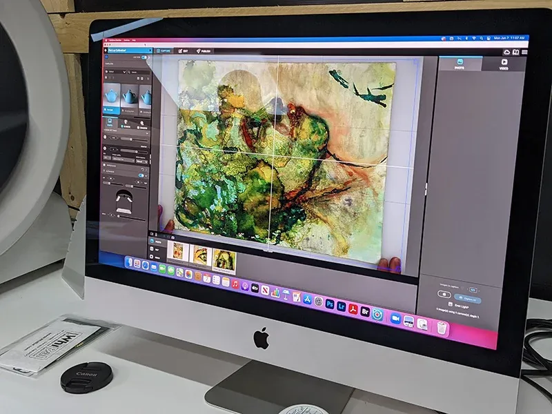 Software View of Artwork being photographed