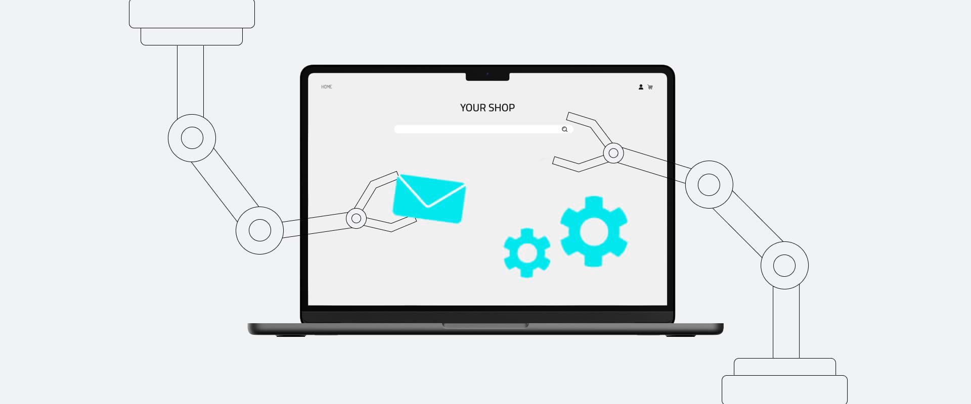 Illustration of automation in the e-commerce store Illustration of automation in the e-commerce store