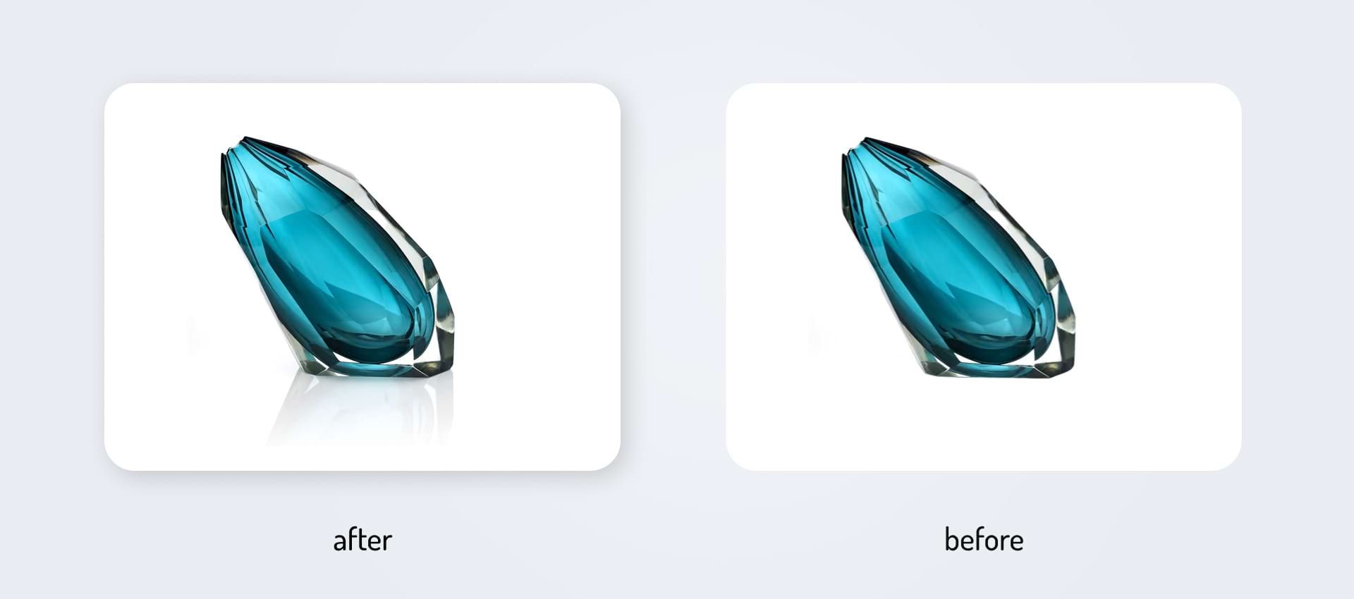 The before and after photos of adding reflections in post-production The before and after photos of adding reflections in post-production