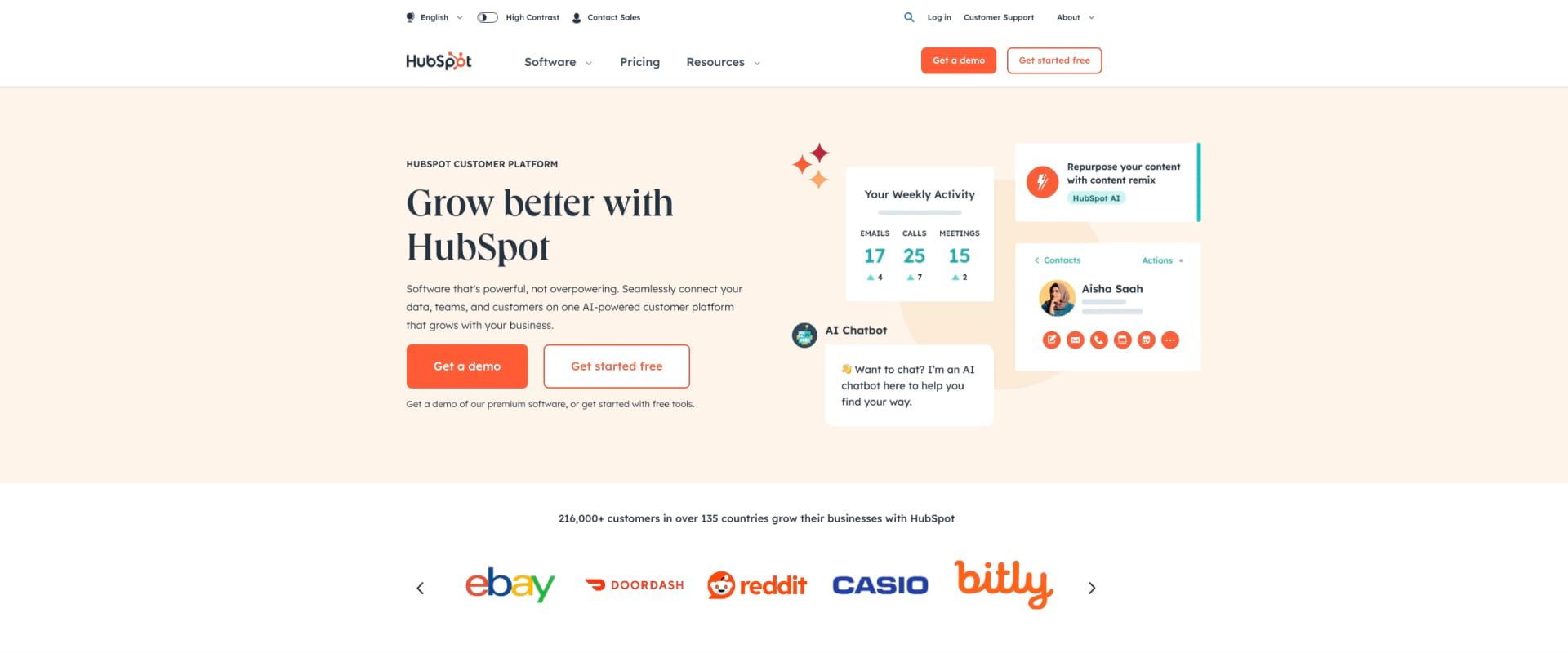 Screenshot of Hubspot website, main page Screenshot of Hubspot website, main page