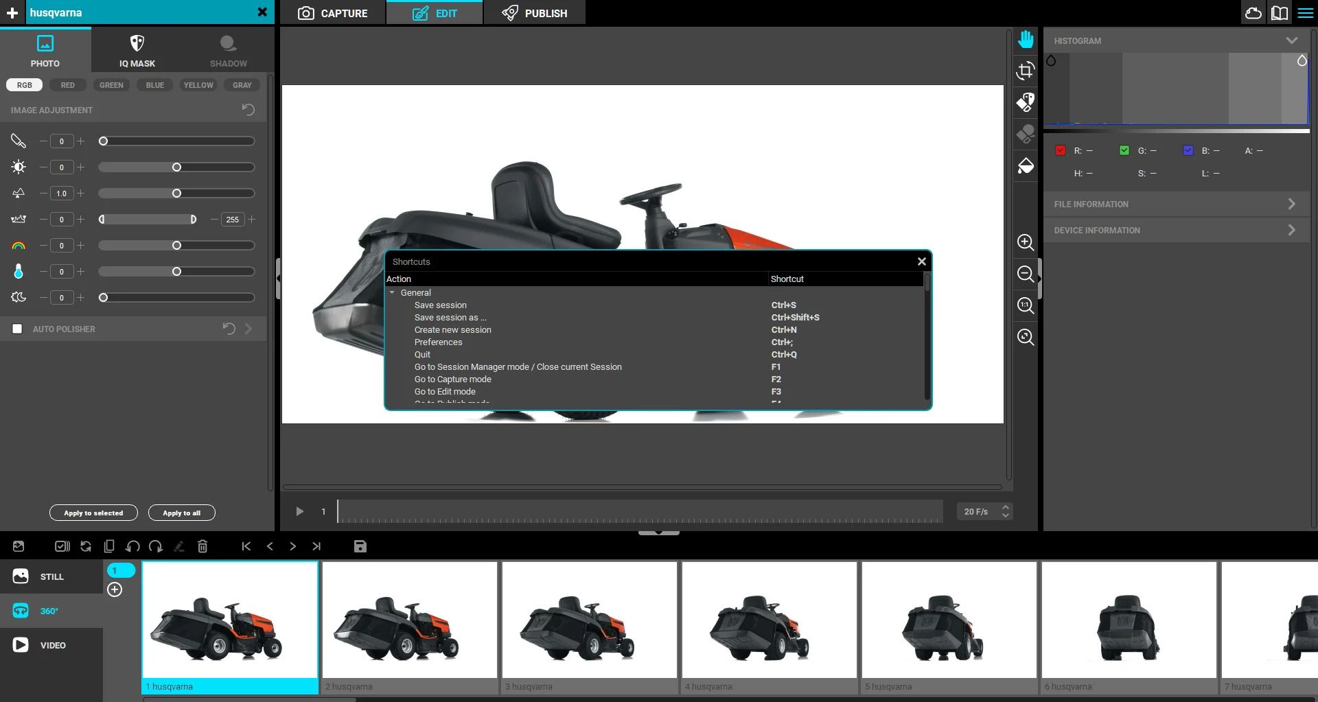 Orbitvu Station - interface - keyboard shortcuts Orbitvu Station - interface - keyboard shortcuts