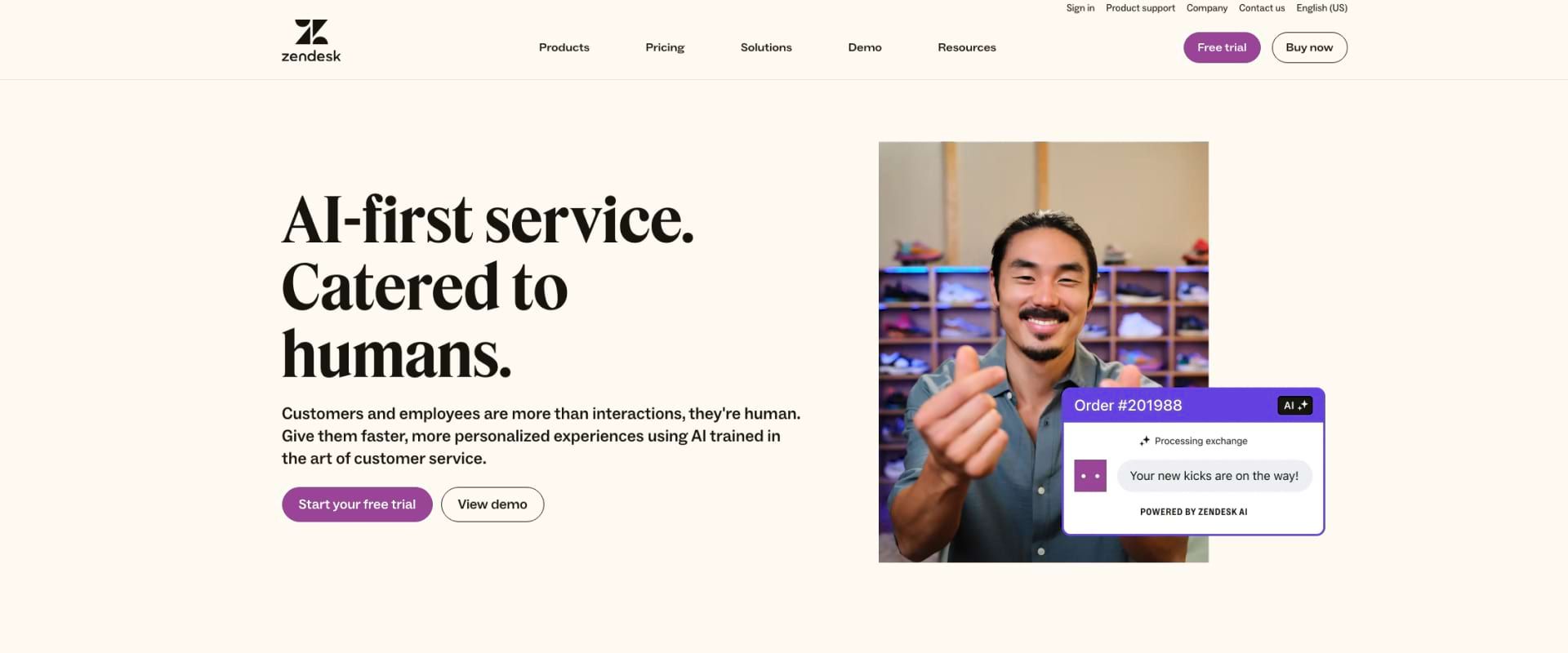 Screenshot of Zendesk website, main page Screenshot of Zendesk website, main page