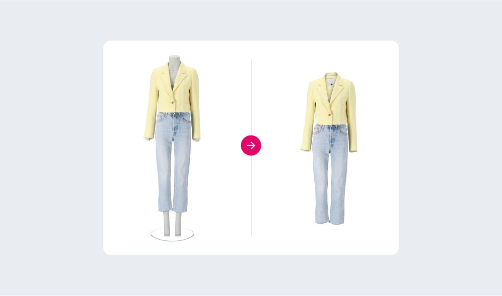 Garment with hidden part being photoshopped in.