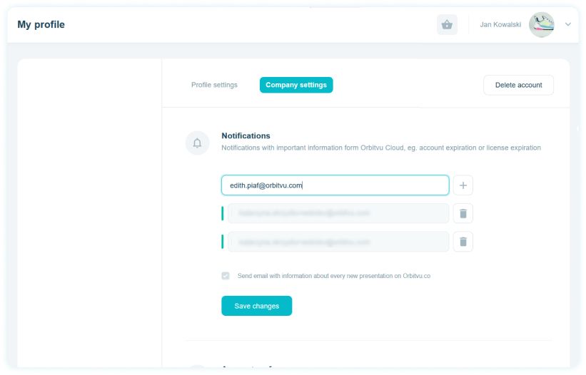Orbitvu SUN - company settings Orbitvu SUN - company settings