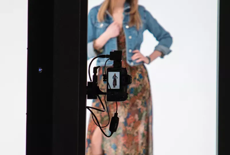 Studio Camera Capturing Full-Body Model Shot