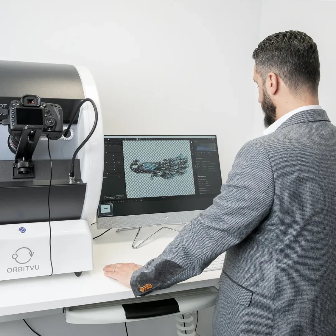 Man Editing Product Photo on ORBITVU Image Management Software