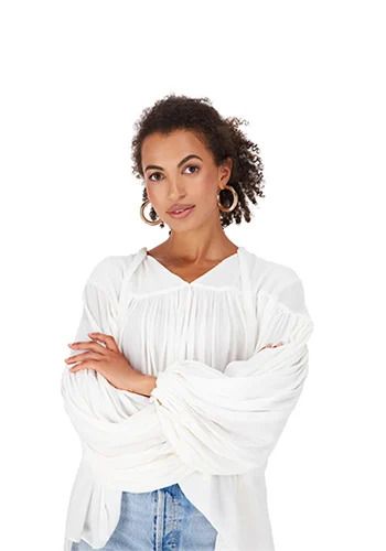 White Shirt On-model on White Background