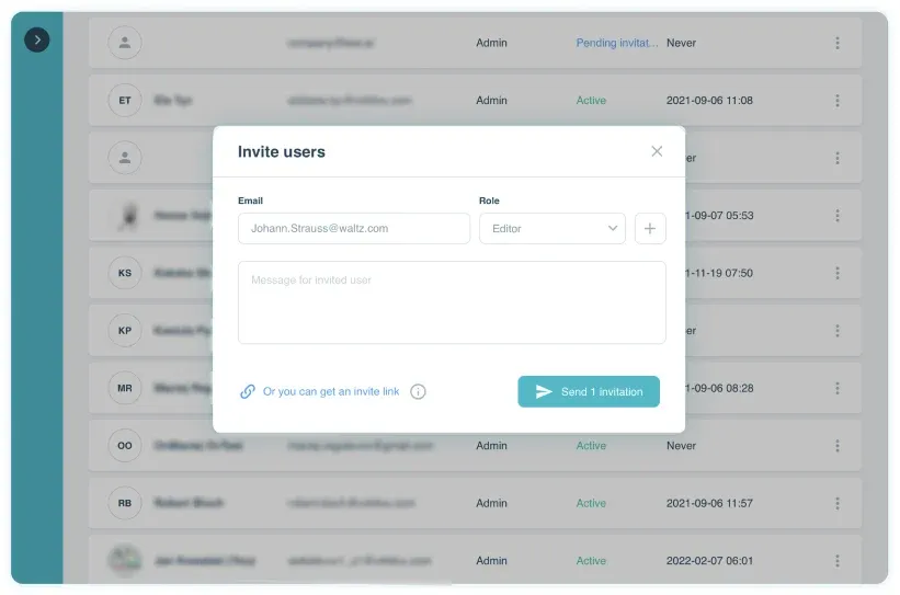 Orbitvu SUN - invite users Orbitvu SUN - invite users