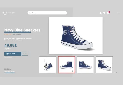 Navy Blue Sneakers Product Page UI