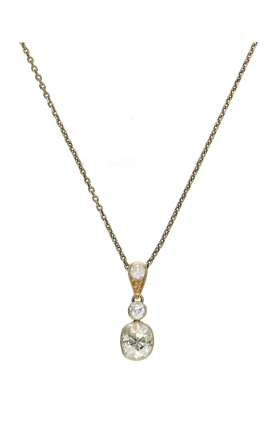 Antique Gold and Diamond Drop Pendant Necklace