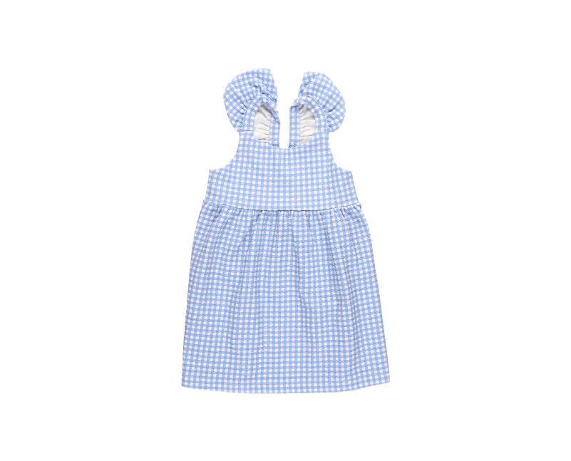 Toddler Girl's Blue Gingham Ruffle Sleeve Dress