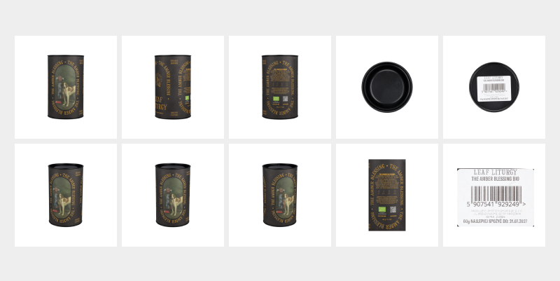 Example showing different product views - front, back, left, right, top, and ingredient panel. planogram vs marketing
