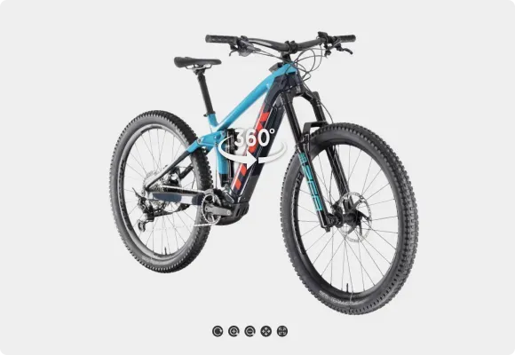 Blue Electric Mountain Bike 360 Spin View