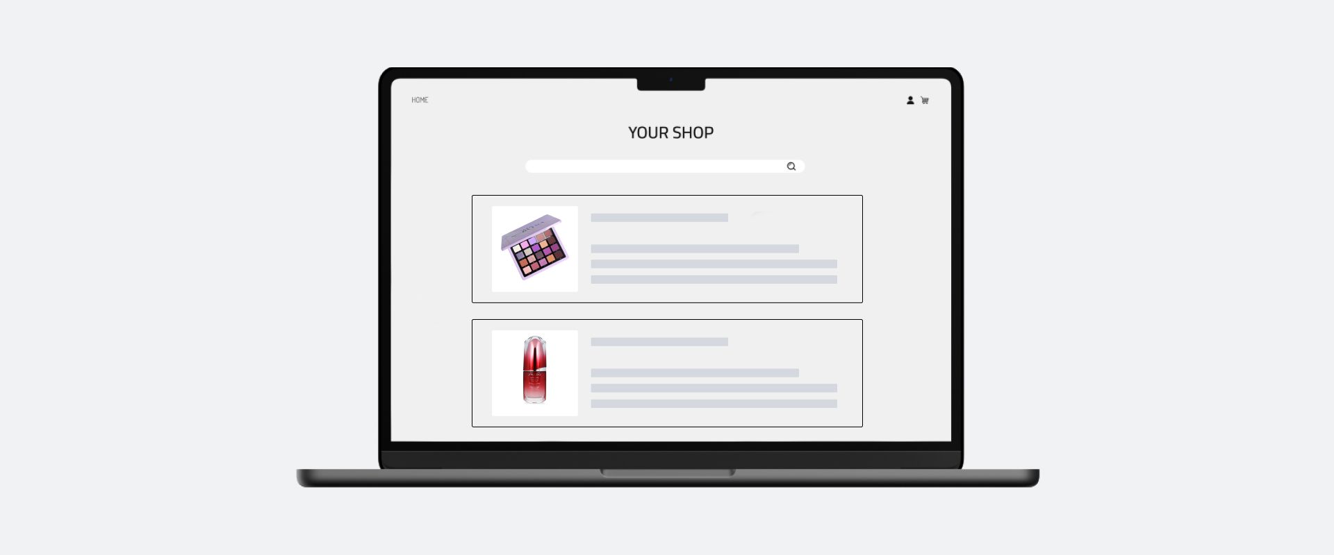 An illustration with an e-commerce website selling cosmetics An illustration with an e-commerce website selling cosmetics