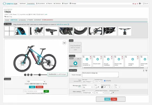 Orbitvu software interface for 360-degree bicycle view
